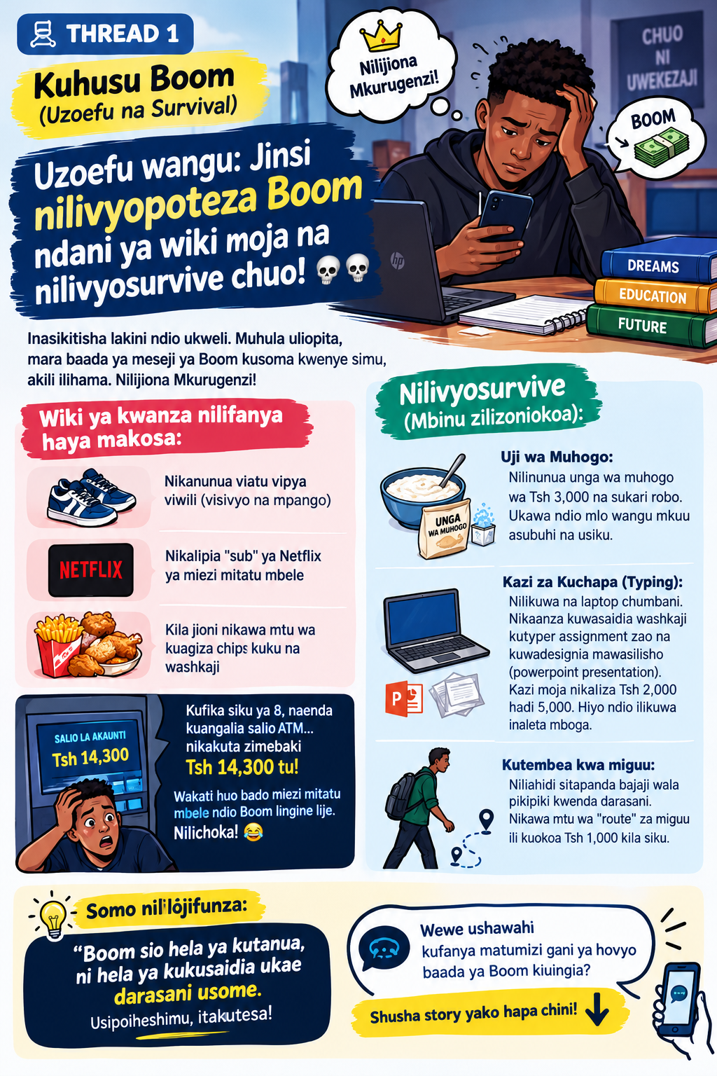 Uzoefu wangu: Jinsi nilivyopoteza Boom ndani ya wiki moja na nilivyosurvive chuo! 💀💀